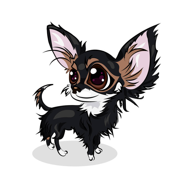 cartoon cute funny vector chihuahua dog at the white background - Vector, Image