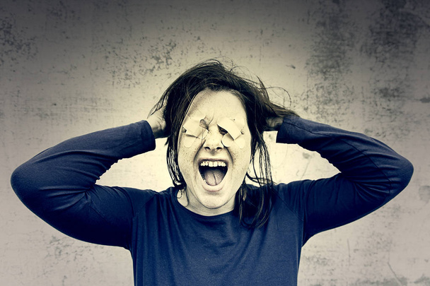 Woman screaming nervously - Photo, Image