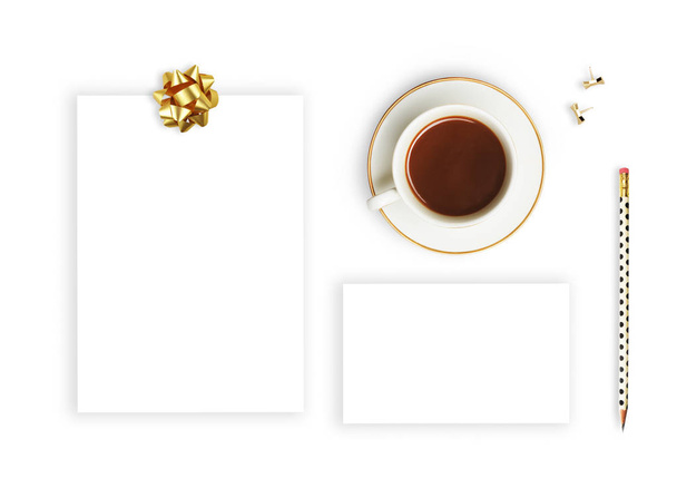 Branding mockups. Flat lay, glamour style. Wedding invitation template. - Photo, Image