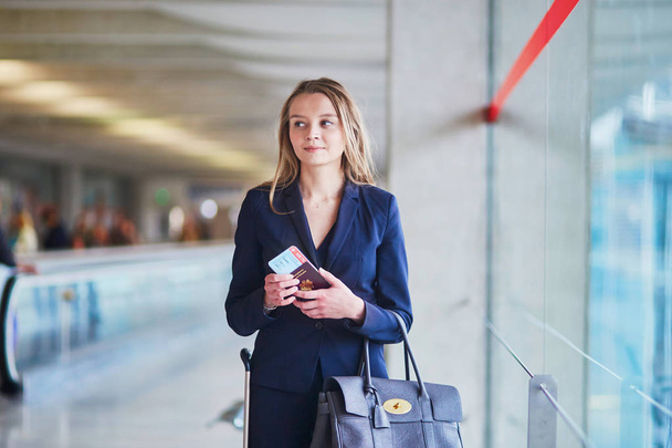 Young business woman in international airport - Photo, Image