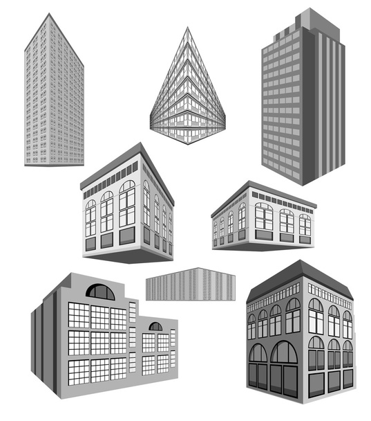 Conjunto vectorial de edificios
 - Vector, Imagen
