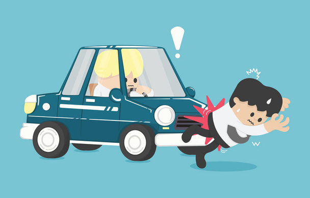 Business man hit by a car Flat Vector Illustration - Vector, Image
