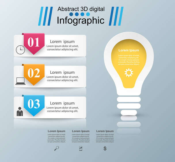Infografik-Design. Glühbirne, Glühbirne. - Vektor, Bild
