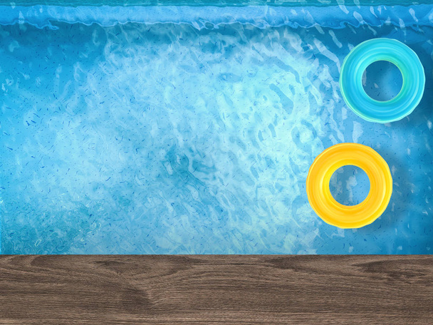 swim rings on pool top view  - Photo, Image