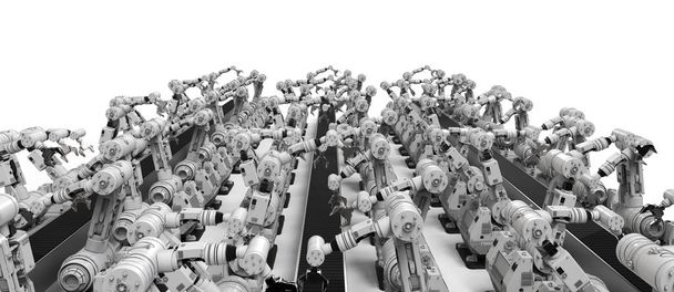 роботизированные руки с пустой конвейерной лентой
 - Фото, изображение