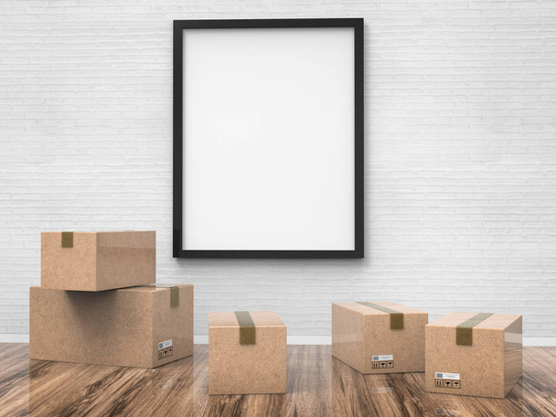 empty board with carton boxes - Photo, Image
