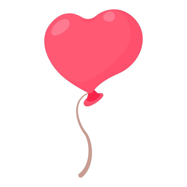 Heart shaped pink balloon icon, cartoon style - Διάνυσμα, εικόνα