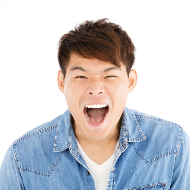 portret twarz szczęśliwy młody człowiek Azjatki zbliżenie  - Zdjęcie, obraz