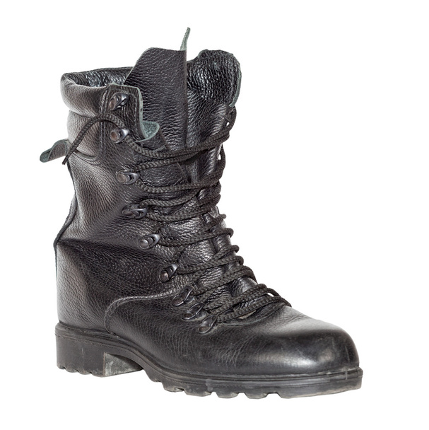 Black army boot isolated on white background - Photo, Image