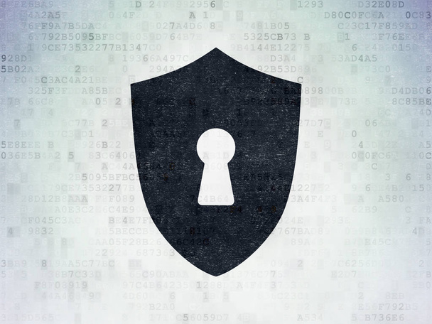 Security concept: Shield With Keyhole on Digital Data Paper background - Photo, Image