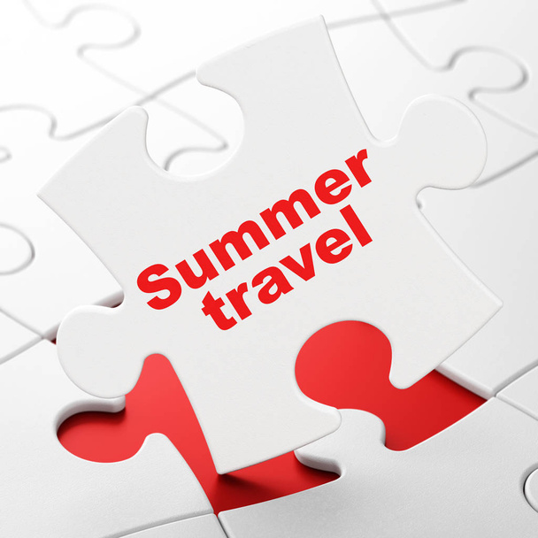 Travel concept: Summer Travel on puzzle background - 写真・画像