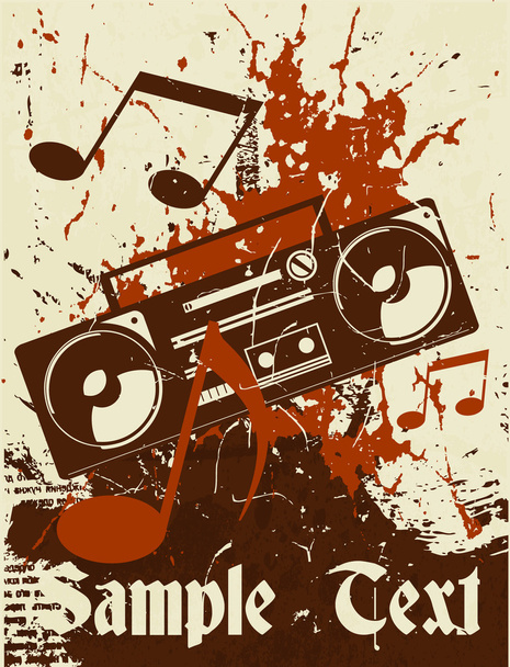 Musical background. Cassette recorder - Vector, Image