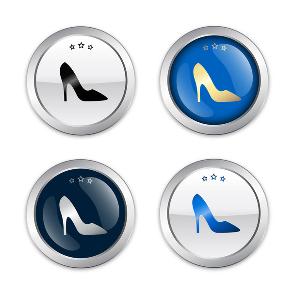 Selos de compras ou ícones com símbolo de sapato
 - Vetor, Imagem