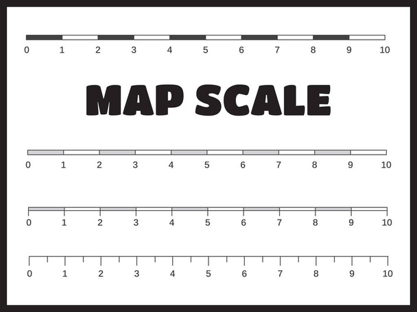 Vector map scales graphics for measuring distances - Vector, Image