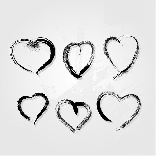 Set of scribble hearts - Vector, Image