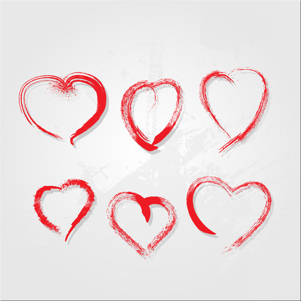 set of scribble hearts with grungy texture - Vector, Image