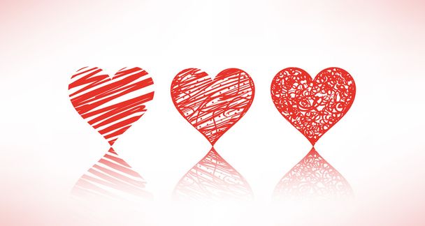 Set of scribble hearts - Vektor, Bild