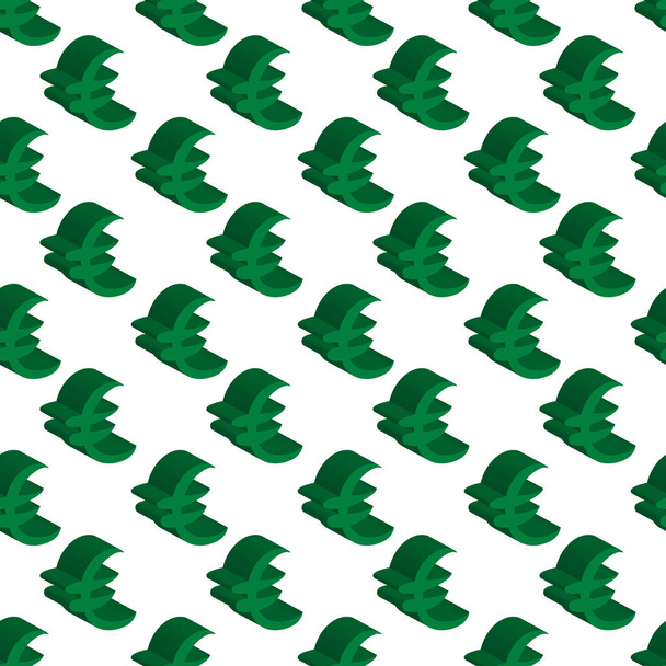 Groene euro geld kleine maten. Naadloze patroon. Vectorillustratie - Vector, afbeelding