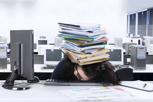 Entrepreneur sleeping on desk with documents - Zdjęcie, obraz
