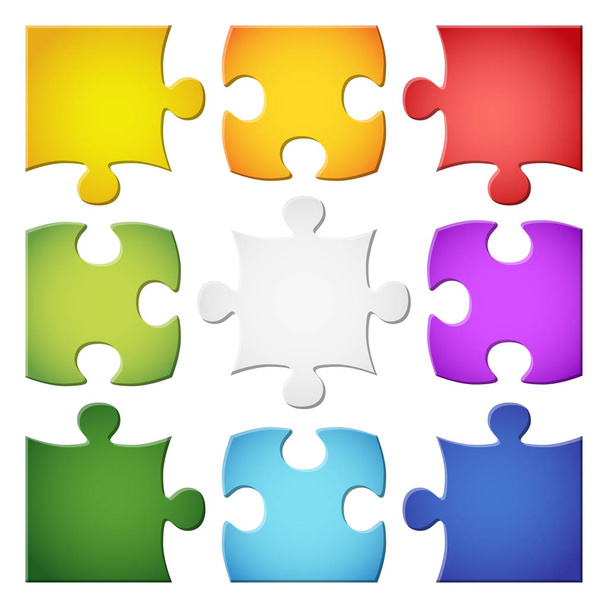 neuf pièces de puzzle colorées
 - Vecteur, image