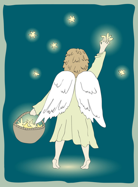 Bonita postal de Navidad con ángel
 - Vector, imagen