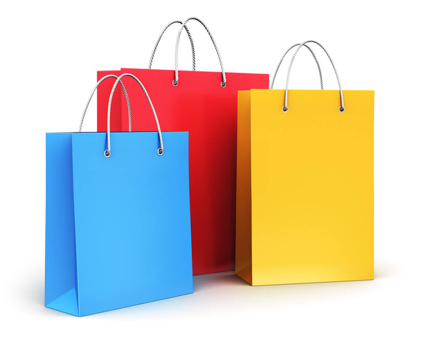 Group of color paper shopping bags - Fotoğraf, Görsel