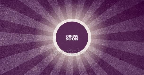 Coming Soon Vintage Intro Button with Retro Look Rendered Animation in Purple - Footage, Video