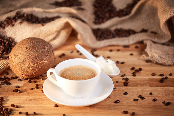 Golyóálló kávé kókusz vaj kanál - Fotó, kép