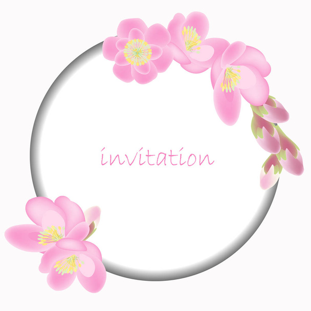 Invitation card with blossom sakura flowers - Vector, Image