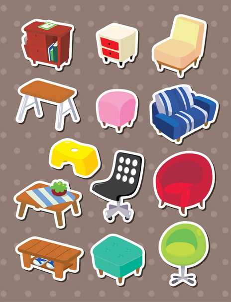 cartoon Furniture stickers - Вектор, зображення