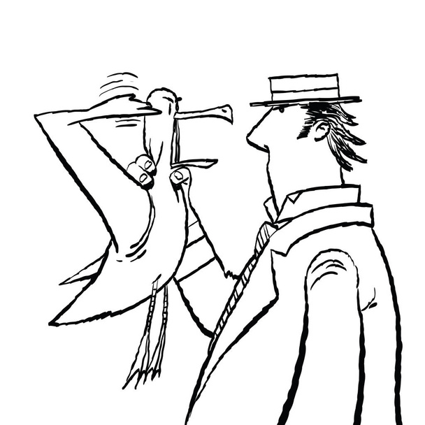 Gentleman and Seagull humor - Вектор, зображення
