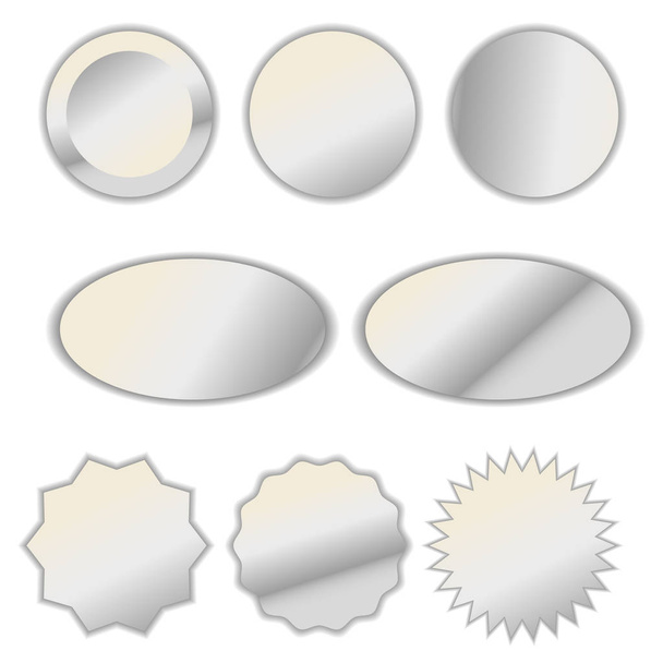 Pearl white foil vector label sticker set. - Vector, Image