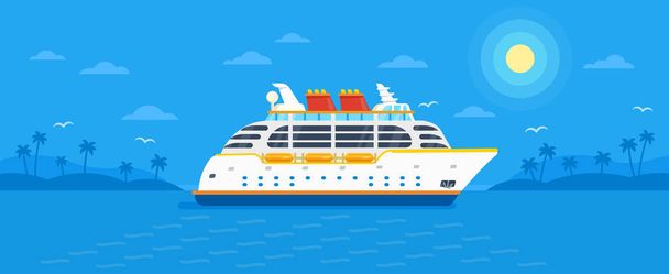 Cruise ship on blue background vector - Vector, Image