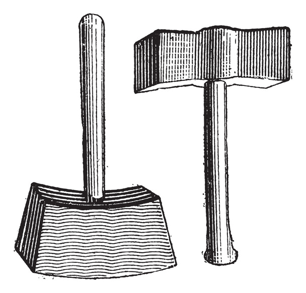 Lump & hammer, antika gravür - Vektör, Görsel