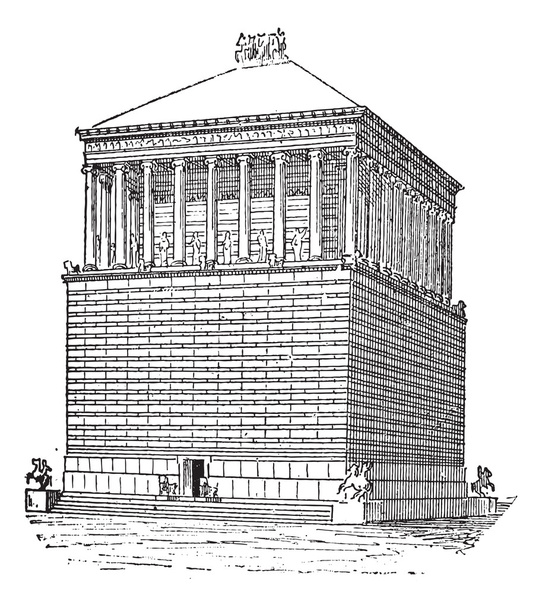 Tomb of Mausolus or Mausoleum at Halicarnassus, in Bodrum, Turke - Vector, Image