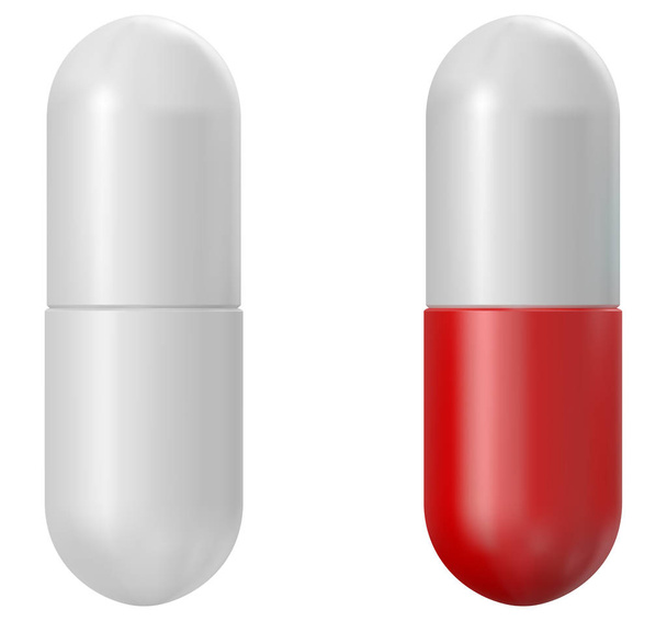 Kapsułki tabletki na białym tle - Wektor, obraz