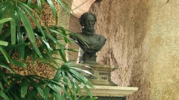 Exterior of the bust to the famous Portugues poet Luis de Camoes in Macau, China. - Felvétel, videó