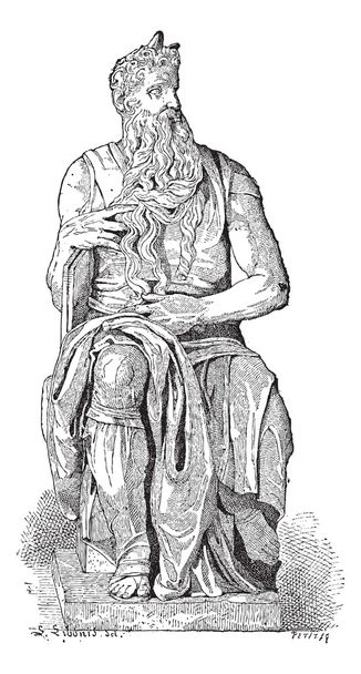 Moses, szobra vintage gravírozás - Vektor, kép