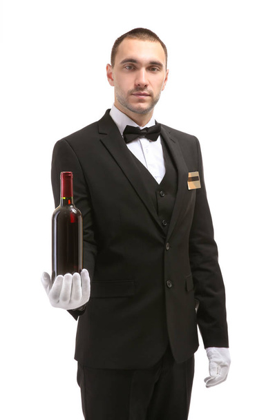 Young handsome waiter - Фото, изображение