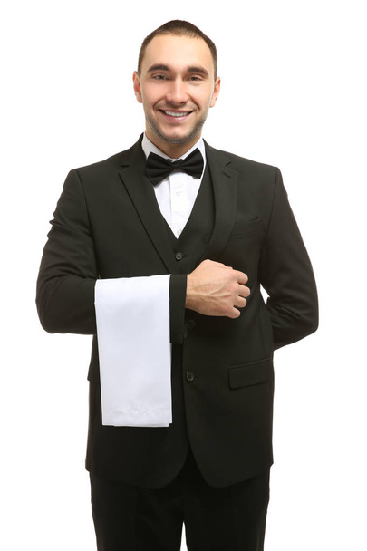 Young handsome waiter - Foto, imagen