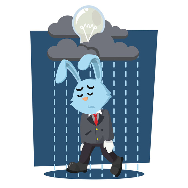 business rabbit with raining dead bulb - Vettoriali, immagini