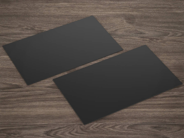 черные именные карты спереди и черные на деревянном фоне
 - Фото, изображение