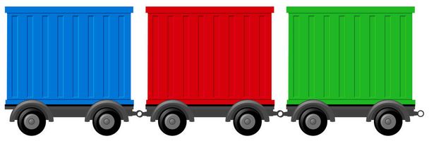 Three different colors of wagons - Vector, Image