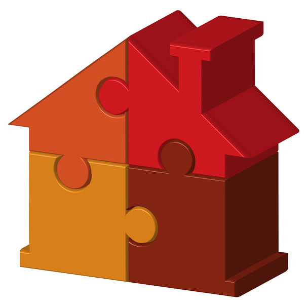 Vector illustration of house from puzzles - Vetor, Imagem