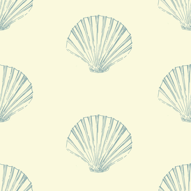 Marine seamless pattern from seashells - Вектор, зображення