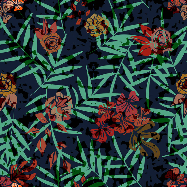 naadloze vector patroon met palm bladeren - Vector, afbeelding