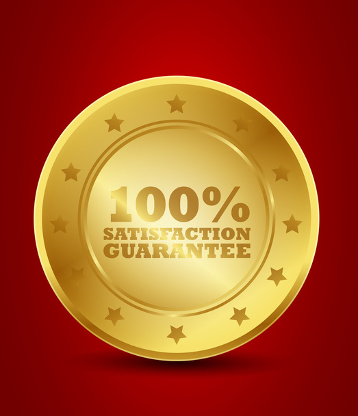 100% Satisfaction Guarantee Golden Seal - ベクター画像