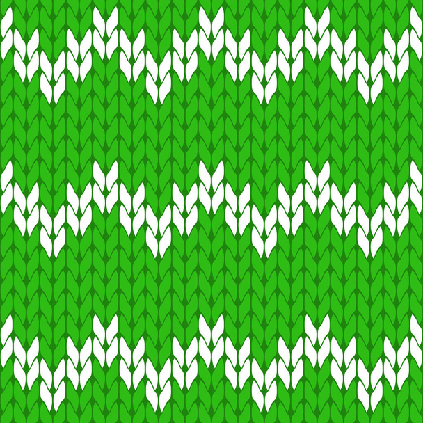 Gebreide lichte groene en witte achtergrond patroon driehoek geïsoleerde vector - Vector, afbeelding