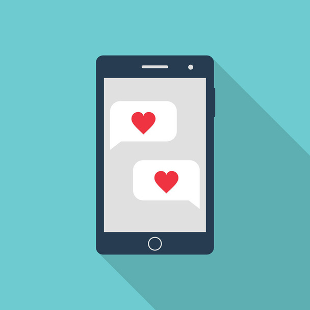 Smartphone con burbujas de habla de amor, vector
 - Vector, Imagen