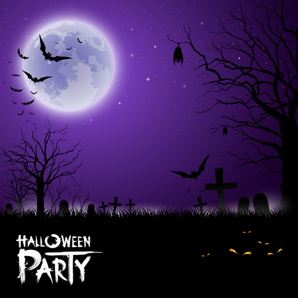 Feliz Halloween aterrador sobre fondo púrpura
 - Vector, Imagen